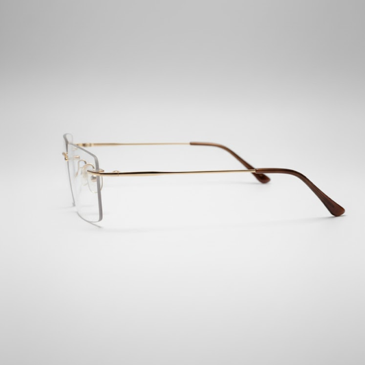 Golden Rimless Rectangle BlueBlock Screen Glasses for Unisex E05-0003-1