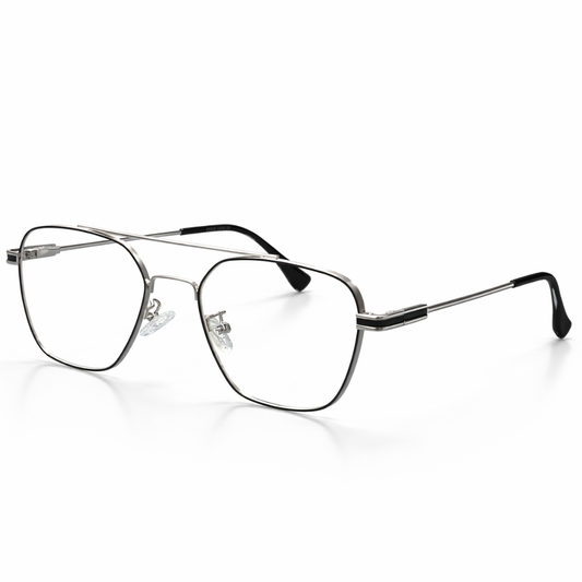 Black Silver Rectangle Large Frame for Unisex E05-0016-14