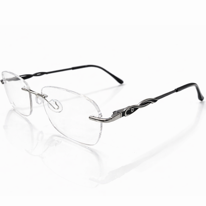 Silver Rimless Oval Medium Poly BlueBlock Screen Glasses for Unisex E05-0021-5