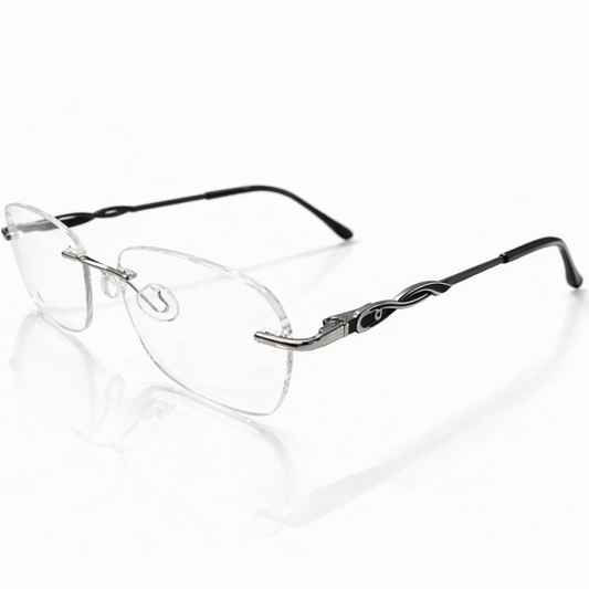 Silver Rimless Oval Medium Poly BlueBlock Screen Glasses for Unisex E05-0021-5