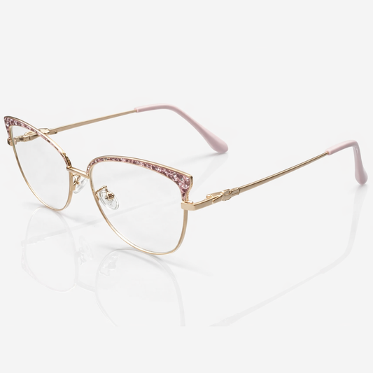 CateyeShiny Golden Pink Oval Large Frame for Women E05-0022-6