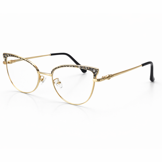CateyeShiny Golden Black Oval Large Frame for Women E05-0022-7
