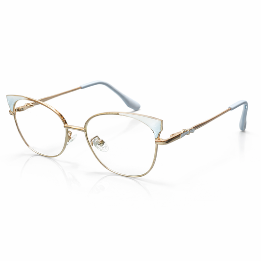 CateyeGolden White Oval Large Frame for Women E05-0022-2