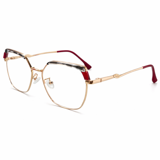 CateyeGolden Red Oval Large Frame for Women E05-0022-11