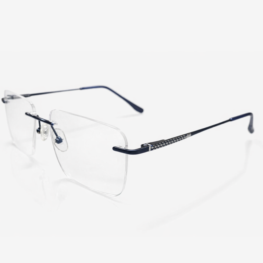 Blue Rimless Square Medium Frame for Unisex E05-0018-2