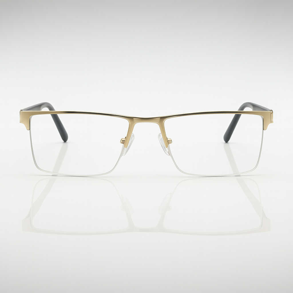 Golden Half Frame Square BlueBlock Screen Glasses for Unisex E05-0010-1