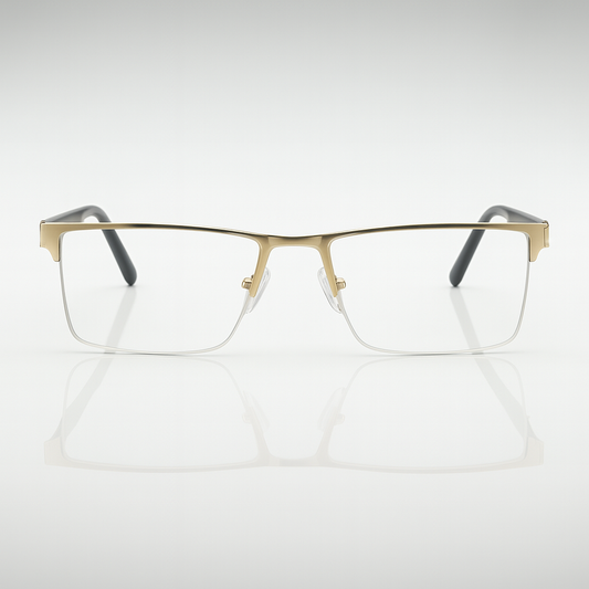 Golden Half Frame Square BlueBlock Screen Glasses for Unisex E05-0010-1
