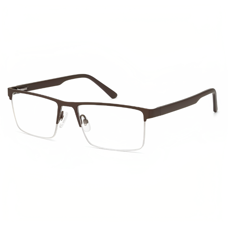 Dark Brown Half Frame Square BlueBlock Screen Glasses for Unisex E05-0010-3