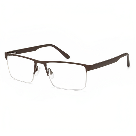 Dark Brown Half Frame Square BlueBlock Screen Glasses for Unisex E05-0010-3