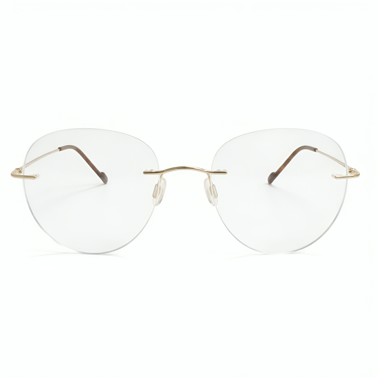 Golden Rimless Round BlueBlock Screen Glasses for Unisex E05-0003-6