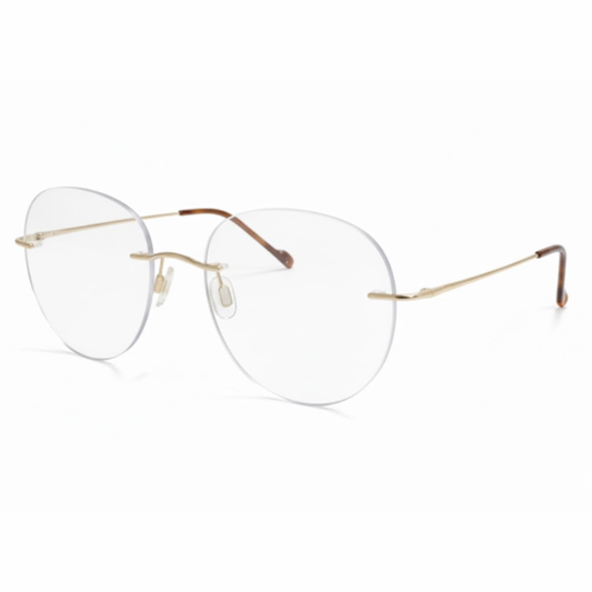 Golden Rimless Round BlueBlock Screen Glasses for Unisex E05-0003-6