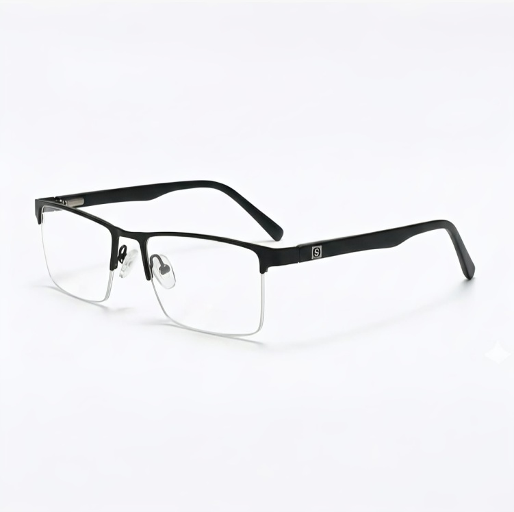 Black Half Frame Square BlueBlock Screen Glasses for Unisex E05-0010-2