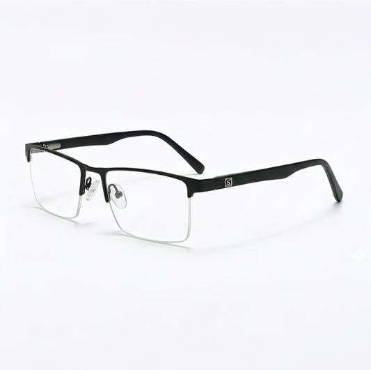 Black Half Frame Square BlueBlock Screen Glasses for Unisex E05-0010-2