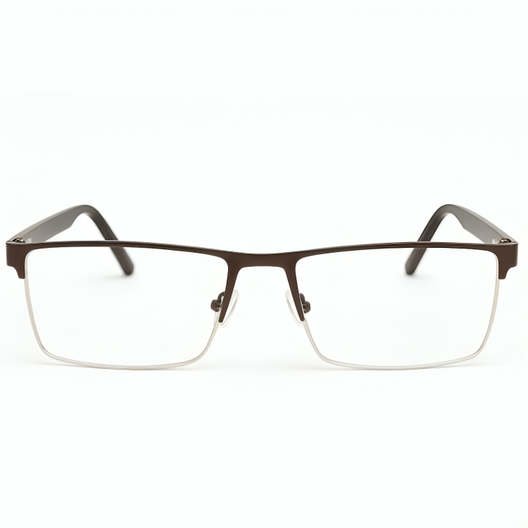 Dark Brown Half Frame Square BlueBlock Screen Glasses for Unisex E05-0010-3