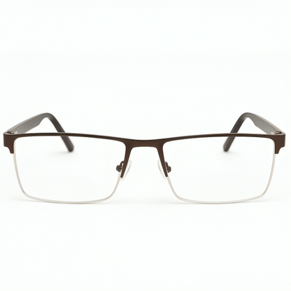 Dark Brown Half Frame Square BlueBlock Screen Glasses for Unisex E05-0010-3
