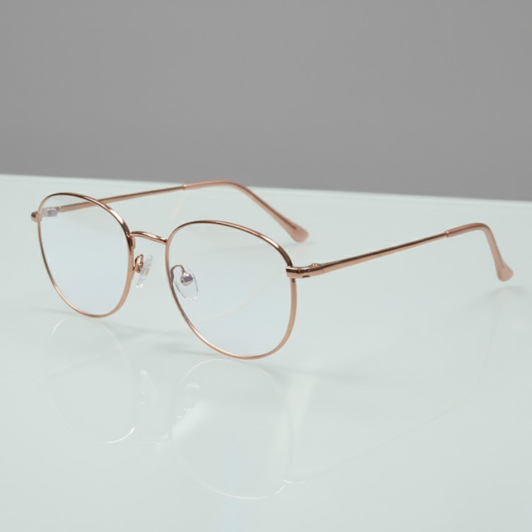 Rose Gold Round BlueBlock Screen Glasses for Unisex E05-0001-8