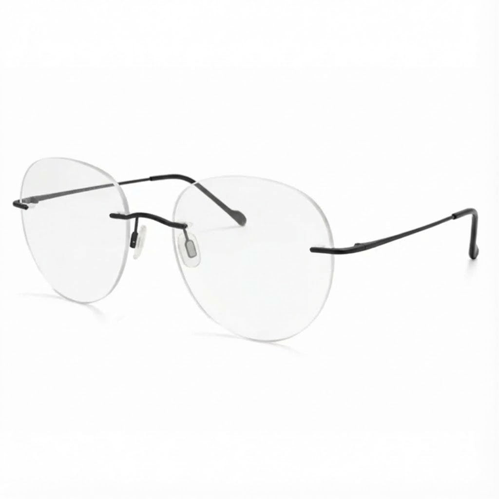 Black Rimless Round Frame for Unisex E05-0003-9