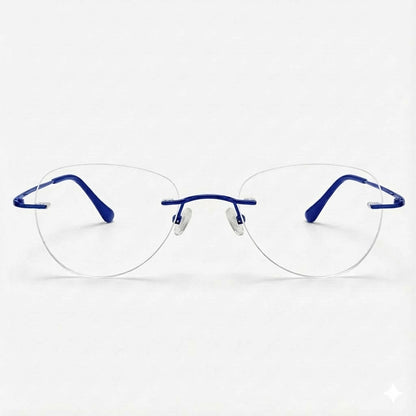 Blue Rimless Round BlueBlock Screen Glasses for Unisex E05-0003-11