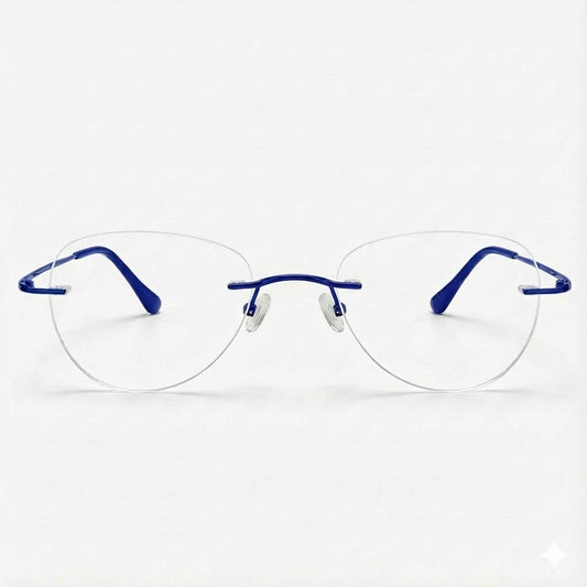 Blue Rimless Round BlueBlock Screen Glasses for Unisex E05-0003-11