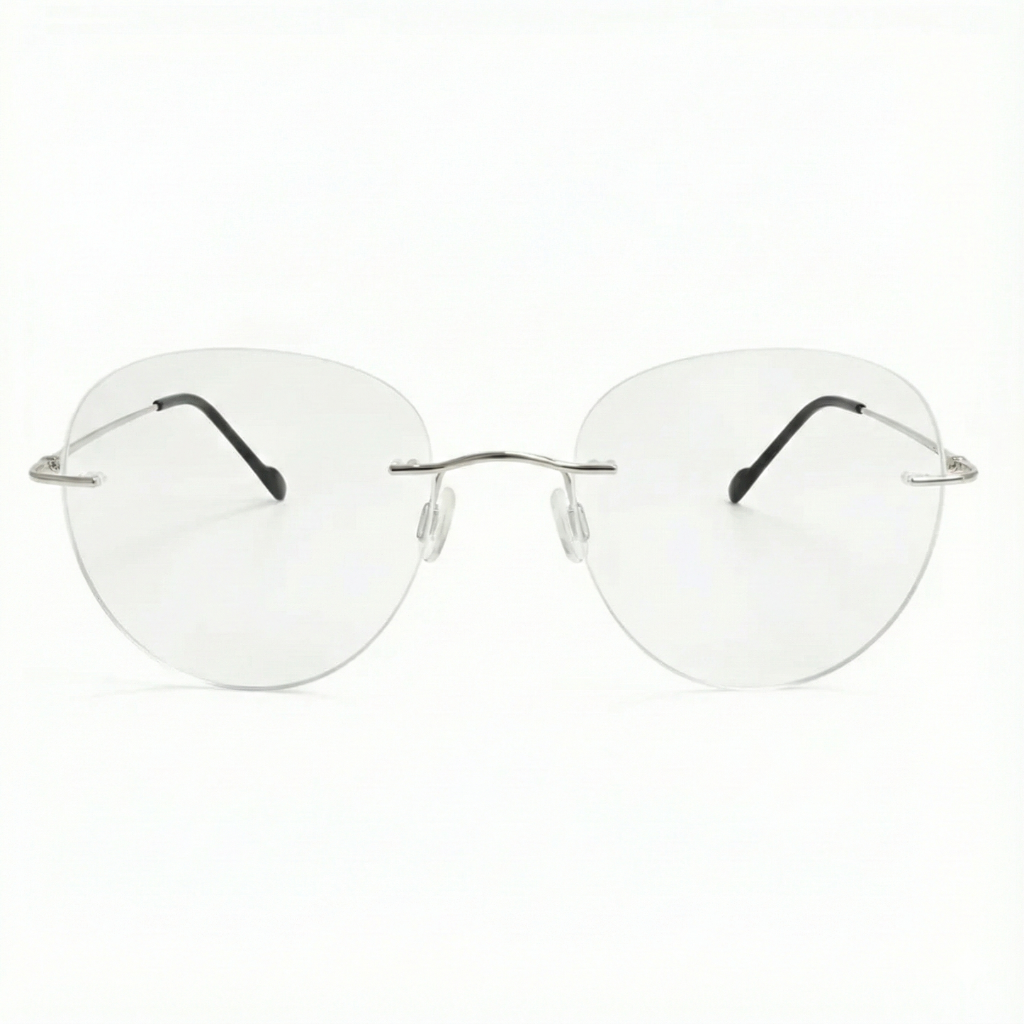 Silver Rimless Round BlueBlock Screen Glasses for Unisex E05-0003-8