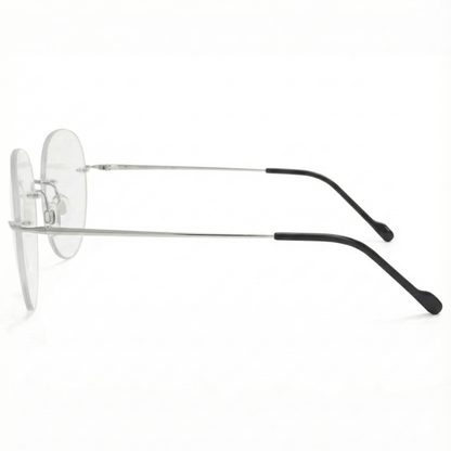 Silver Rimless Round BlueBlock Screen Glasses for Unisex E05-0003-8