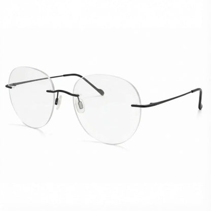 Black Rimless Round BlueBlock Screen Glasses for Unisex E05-0003-9