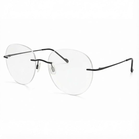 Black Rimless Round BlueBlock Screen Glasses for Unisex E05-0003-9