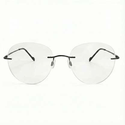 Black Rimless Round BlueBlock Screen Glasses for Unisex E05-0003-9