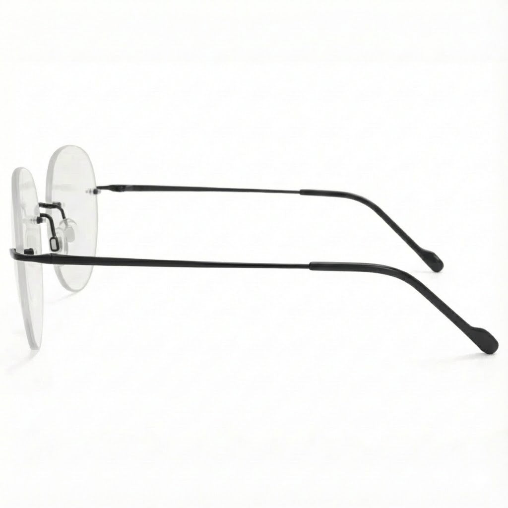 Black Rimless Round BlueBlock Screen Glasses for Unisex E05-0003-9