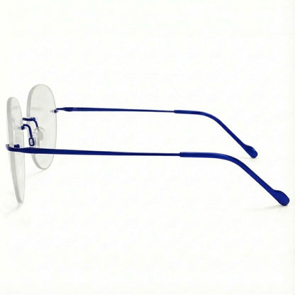 Blue Rimless Round Frame for Unisex E05-0003-11