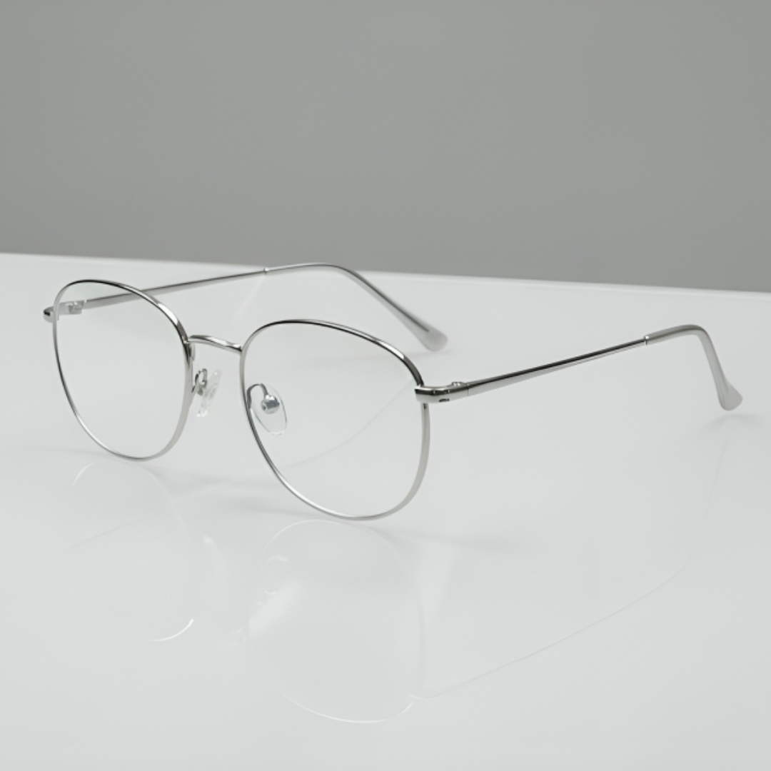 Silver Round Frame for Unisex E05-0001-3