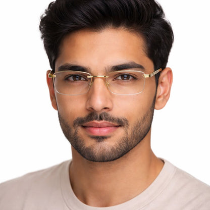Golden Rimless Square Medium Frame for Unisex E05-0018-3