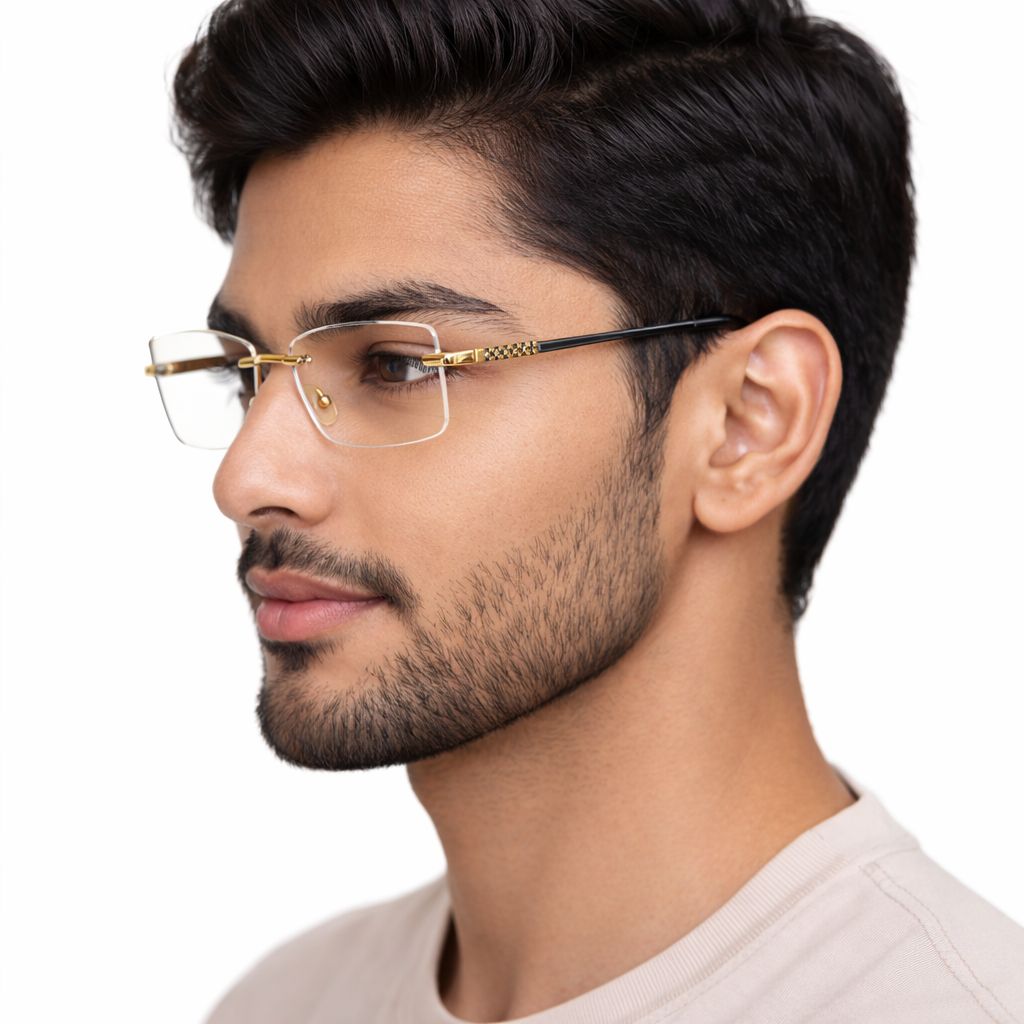 Golden Rimless Square Medium Frame for Unisex E05-0018-3