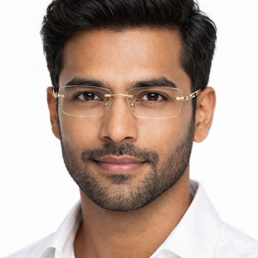 Golden Rimless Oval Medium Frame for Unisex E05-0021-1