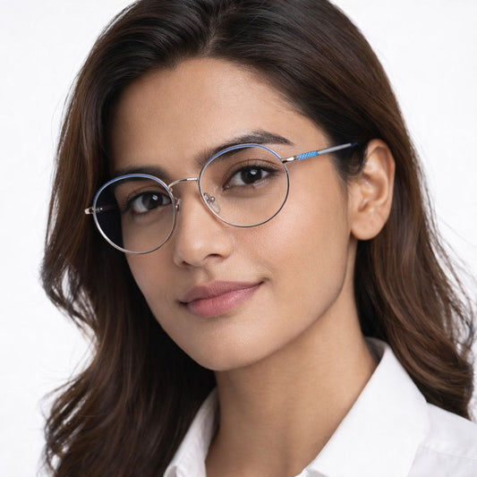 Blue Round Small Frame for Unisex E05-0020-1