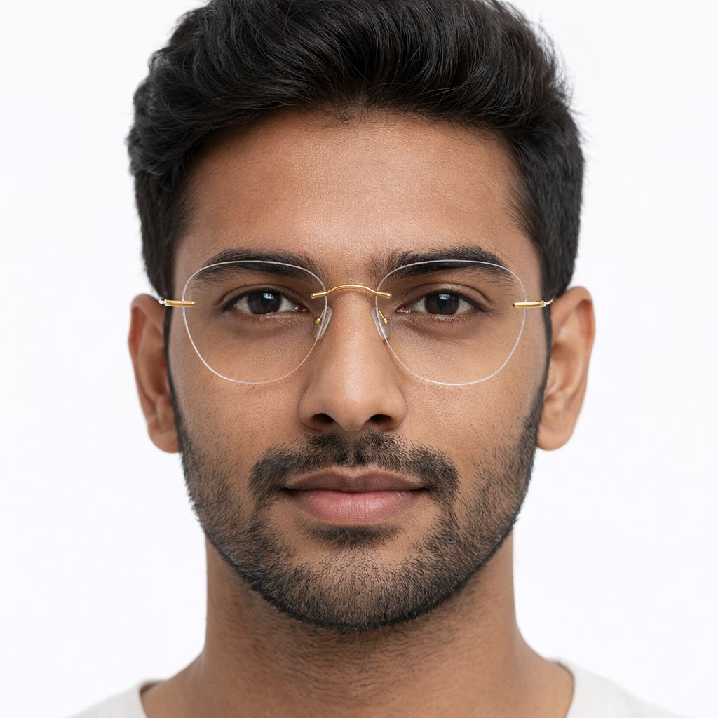 Ultra-Slim Golden Rimless Aviator Poly BlueBlock Screen Glasses for Unisex E05-0003-5