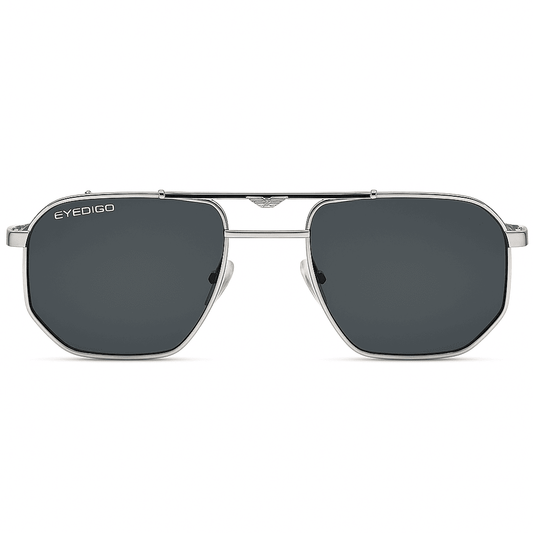eyedigo-wayfarer-Stylish Power Sunglasses -black-silver-swift-front-S10-0024 1