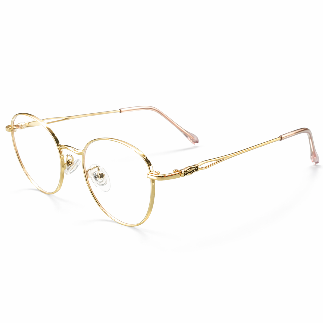 Gold-rimmed eyeglasses premium prescription glasses,power sungalsses