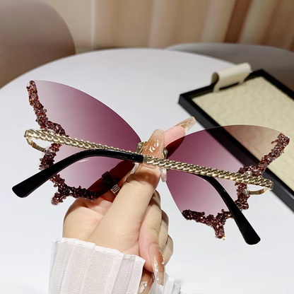 Eyedigo Gradient Light Purple X Metal Golden Geometric stylish sunglasses
