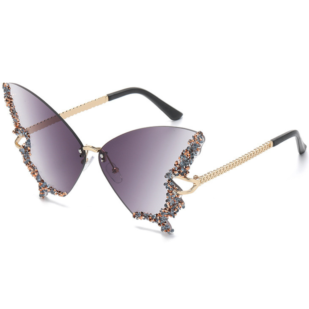 Eyedigo Gradient Light Purple X Metal Golden Geometric Stylish Sunglasses for Women (Model E09-0046 6)
