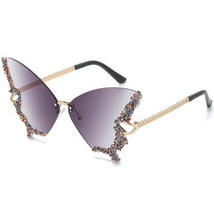 Eyedigo Gradient Light Purple X Metal Golden Geometric Stylish Sunglasses for Women (Model E09-0046 6)