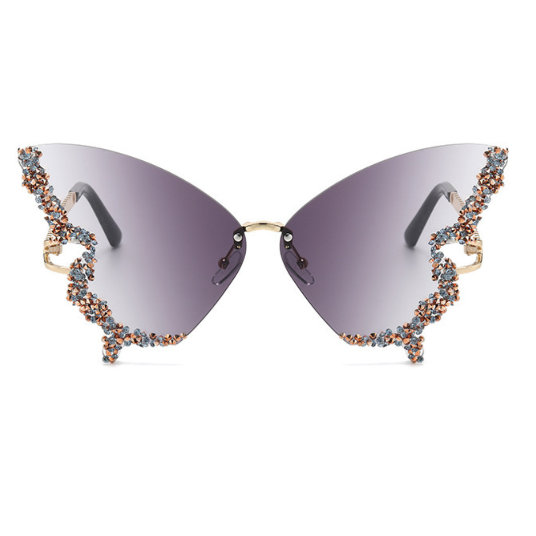 Eyedigo Gradient Light Purple X Metal Golden Geometric Stylish Sunglasses for Women (Model E09-0046 6)