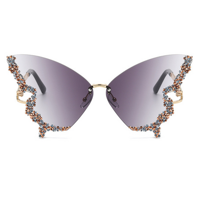 Eyedigo Gradient Light Purple X Metal Golden Geometric Stylish Sunglasses for Women (Model E09-0046 6)