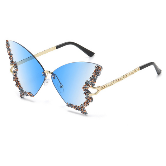 Eyedigo Gradient Blue X Metal Golden Geometric stylish sunglasses