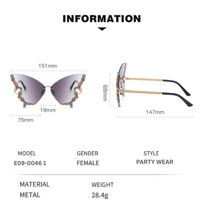 Eyedigo Gradient Blue X Metal Golden Geometric Stylish Sunglasses for Women (Model E09-0046 5)