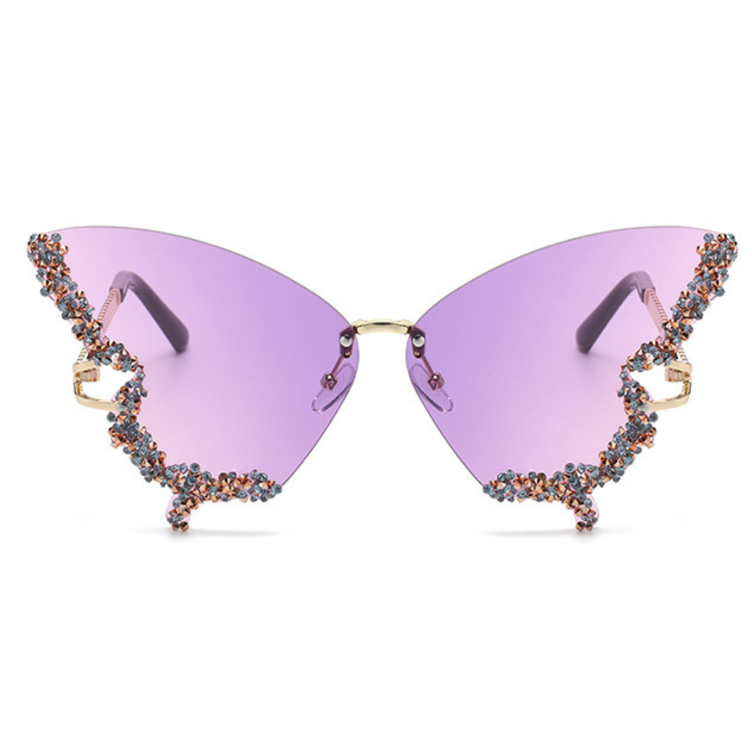 Eyedigo Gradient Dark Purple X Metal Golden Geometric Stylish Sunglasses for Women (Model E09-0046 4)