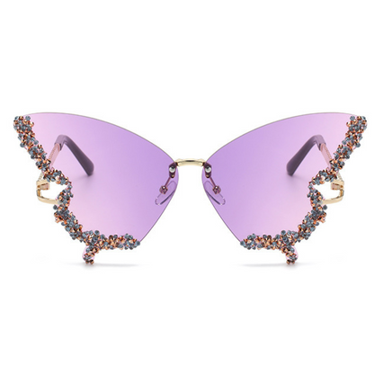 Eyedigo Gradient Dark Purple X Metal Golden Geometric Stylish Sunglasses for Women (Model E09-0046 4)