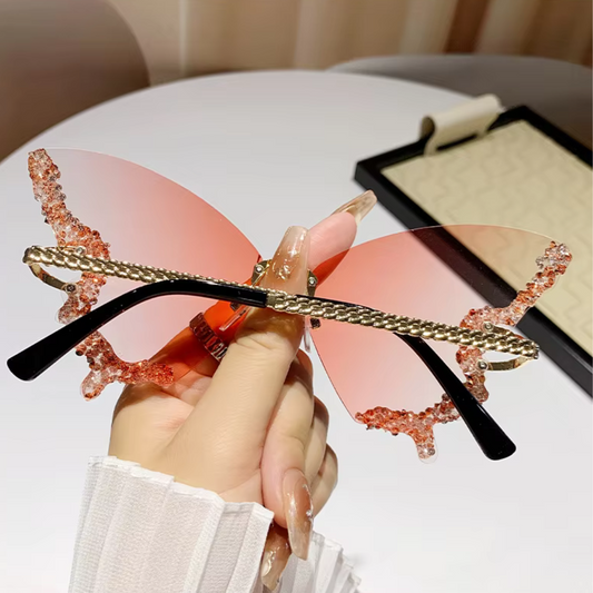 Eyedigo Gradient Pink X Metal Golden Geometric stylish sunglasses