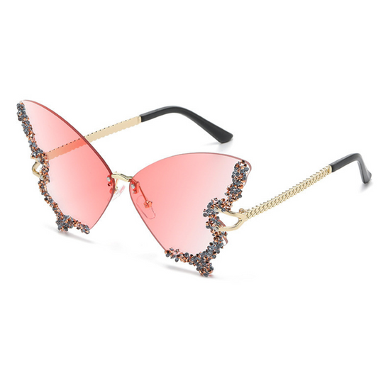 Eyedigo Gradient Pink X Metal Golden  Geometric stylish Sunglasses for Women (Model E09-0046 3)