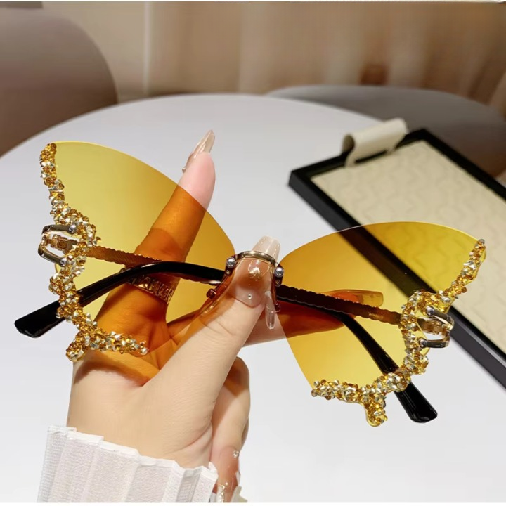 Eyedigo Gradient Yellow X Metal Golden Geometric Stylish sunglasses
